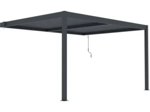 WOHNEN UND GARTEN Windsor Anbau-Pergola aus Aluminium 3 × 4 m Anthrazitgrau