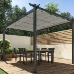 NATERIAL Pergola Omega aus Aluminium, 400 × 282 cm, Anthrazit, mit Schiebedach