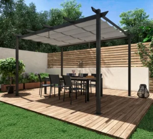 NATERIAL Pergola Omega aus Aluminium, 400 × 282 cm, Anthrazit, mit Schiebedach – Image 4