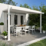 Anbau-Bioklimapergola NATERIAL Odyssea aus weißem Aluminium, 318 × 380 cm – Image 3