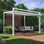 Anbau-Bioklimapergola NATERIAL Odyssea aus weißem Aluminium, 318 × 380 cm – Image 4