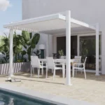 Bioklimatische Pergola NATERIAL Odyssea aus Aluminium, 320 × 358 cm, weiß, freistehend