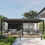 Bioklimatische Pergola NATERIAL Origin aus Aluminium, 3,13 × 6,14 m, Grau, manuell