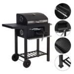 WELLHOME Holzkohlegrill 48 x 36 x 96 cm mit Doppelrost und Beistelltisch – Image 3