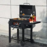 WELLHOME Holzkohlegrill 48 x 36 x 96 cm mit Doppelrost und Beistelltisch – Image 4